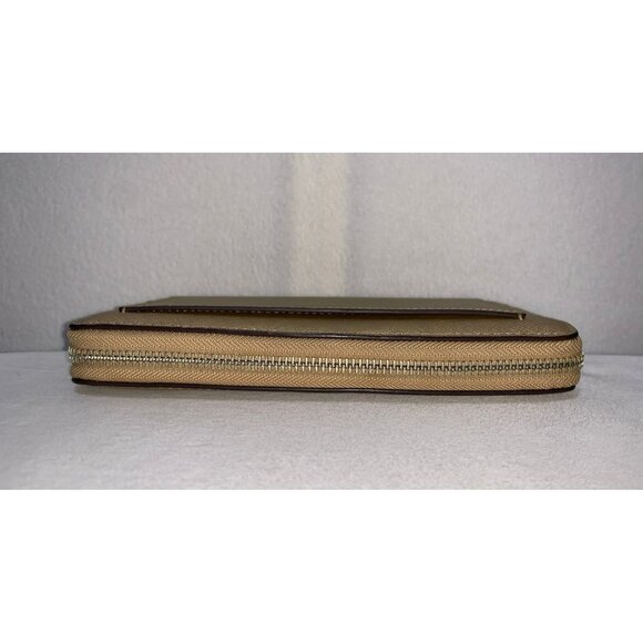 Coach Crossgrain Leather Zip Around Wallet Front Pocket Gold - Picture 3 of 12